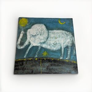 Baby Elephant Wood Art Print 12" x 12" Sugarboo Designs Nursery Kids Room